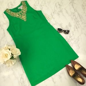 J Howard - Kelly Green Dress w/ Gold detailing